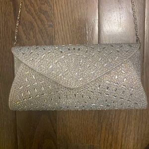 Silver clutch with beads & sparkle is the perfect accessory!